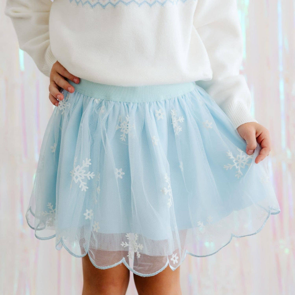 Glitter Snowflake Scalloped Tutu Skirt - Kids Clothing