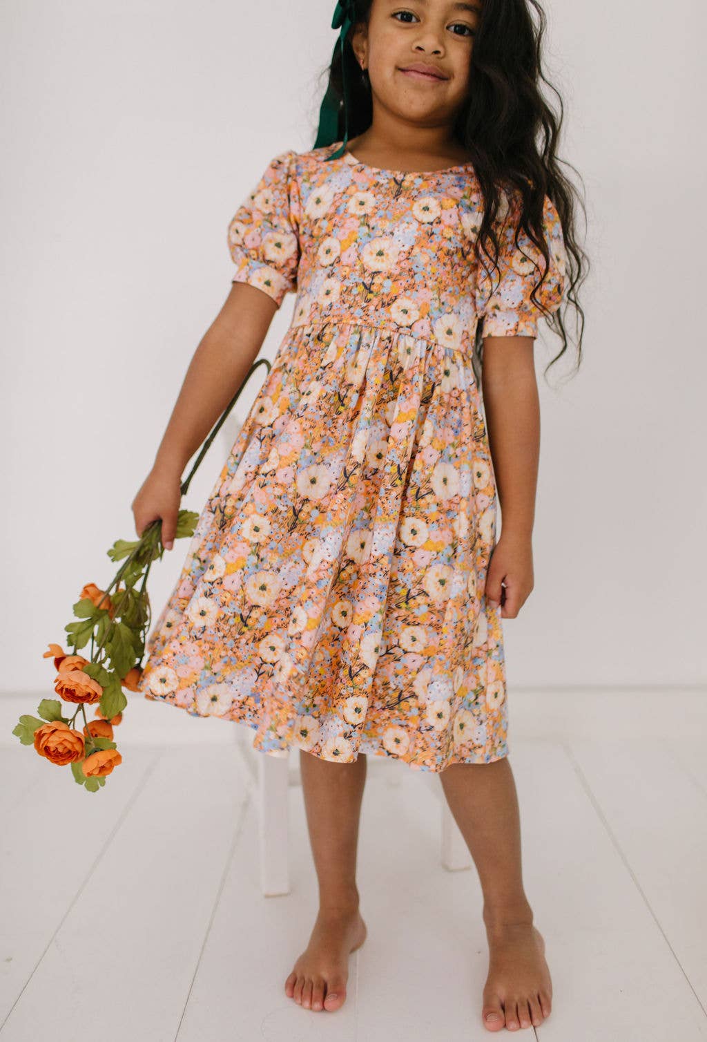 Puff Twirl Dress in Pumpkin Bouquet
