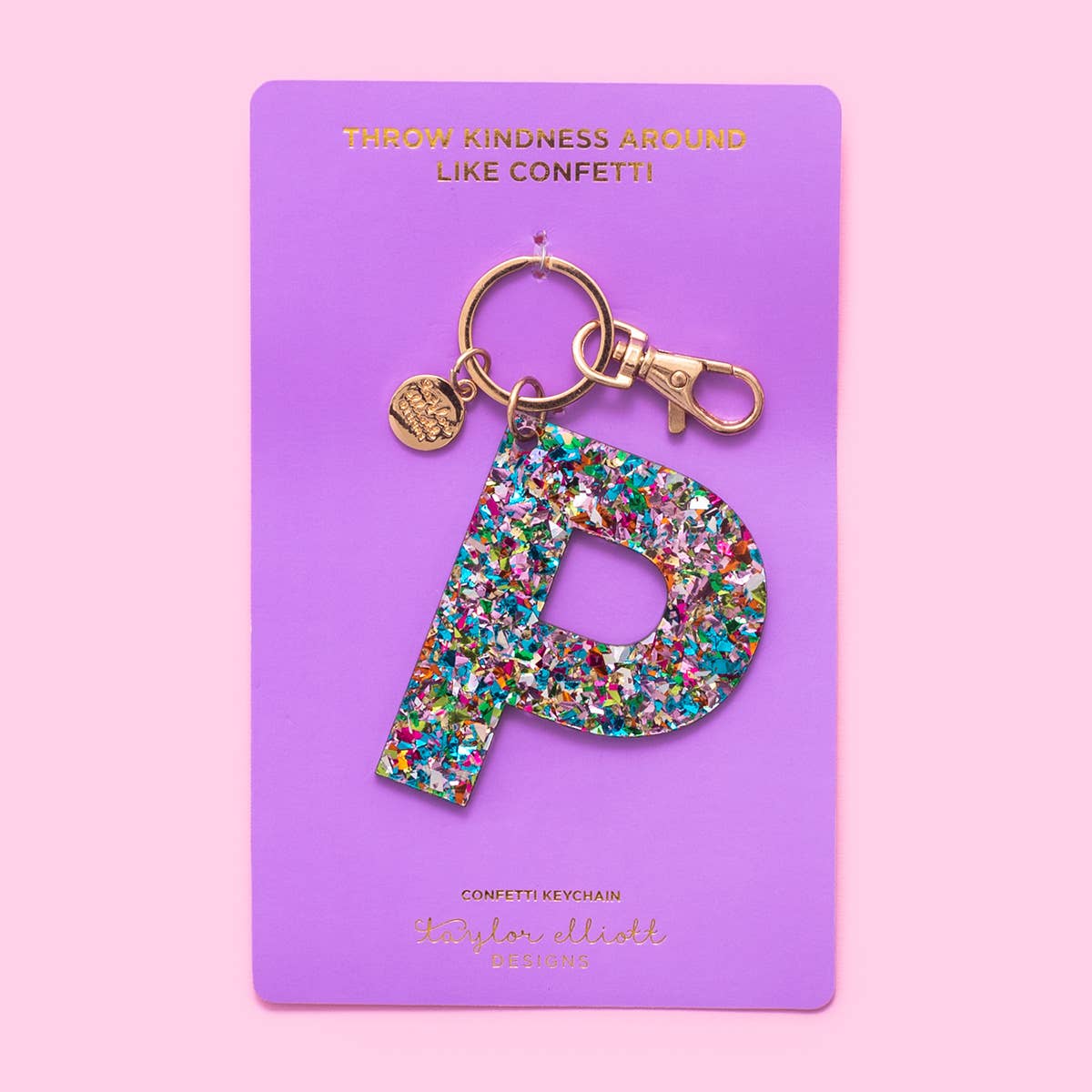 Keychain - Letters A - Z - Colorful Confetti - Each