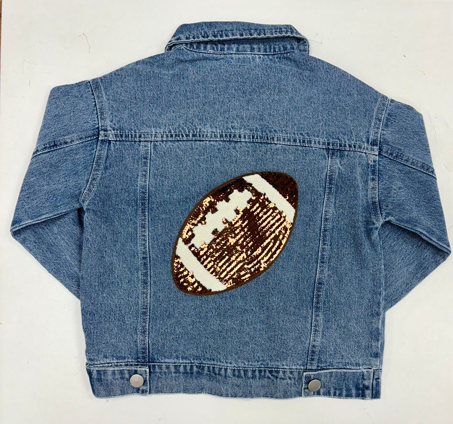 Game Day Football Sequin Patch Denim Jacket