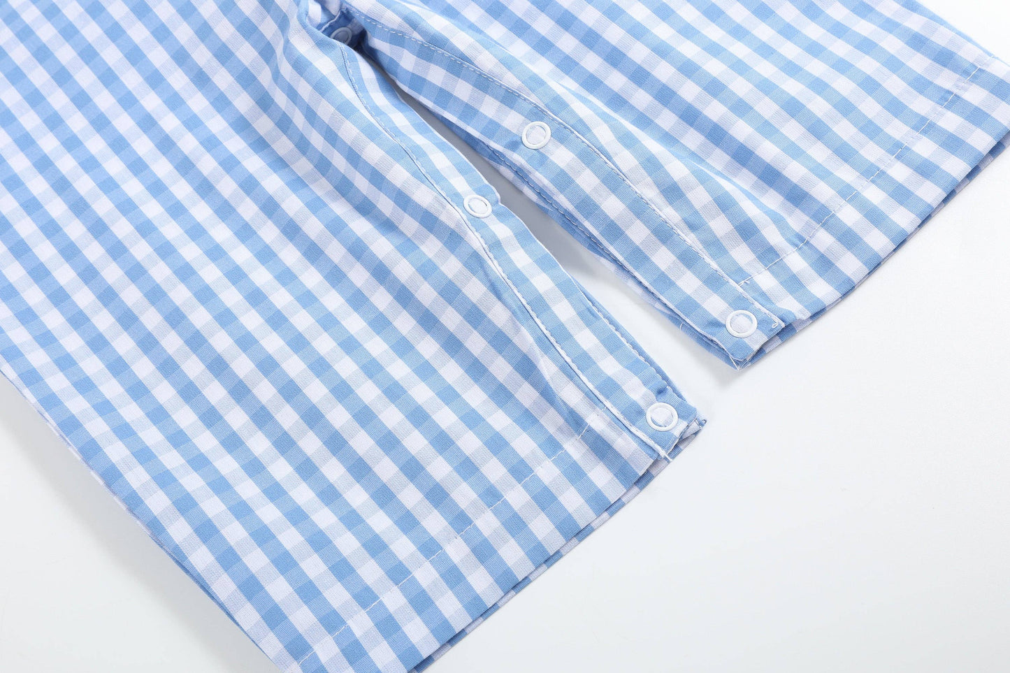 Blue Gingham Emergency Vehicles Smocked Overalls