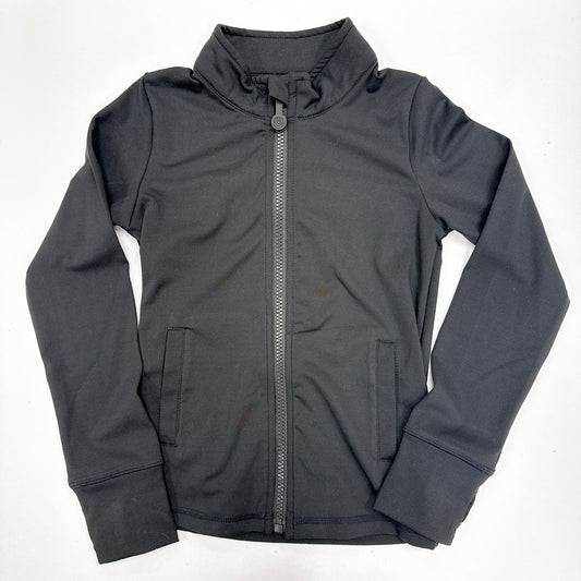 Balanced Black Full Zip Ruffle Active Jacket