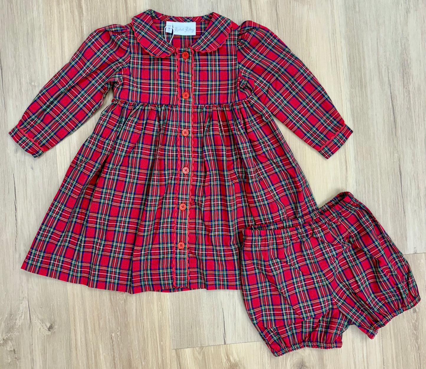 Tartan Button- Front Dress and Bloomers