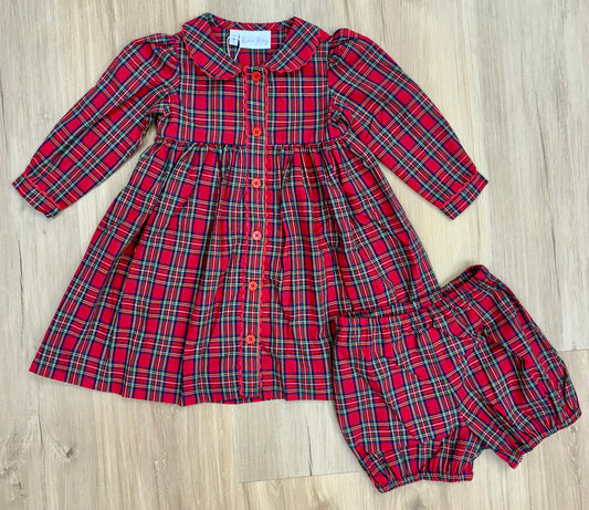 Tartan Button- Front Dress and Bloomers