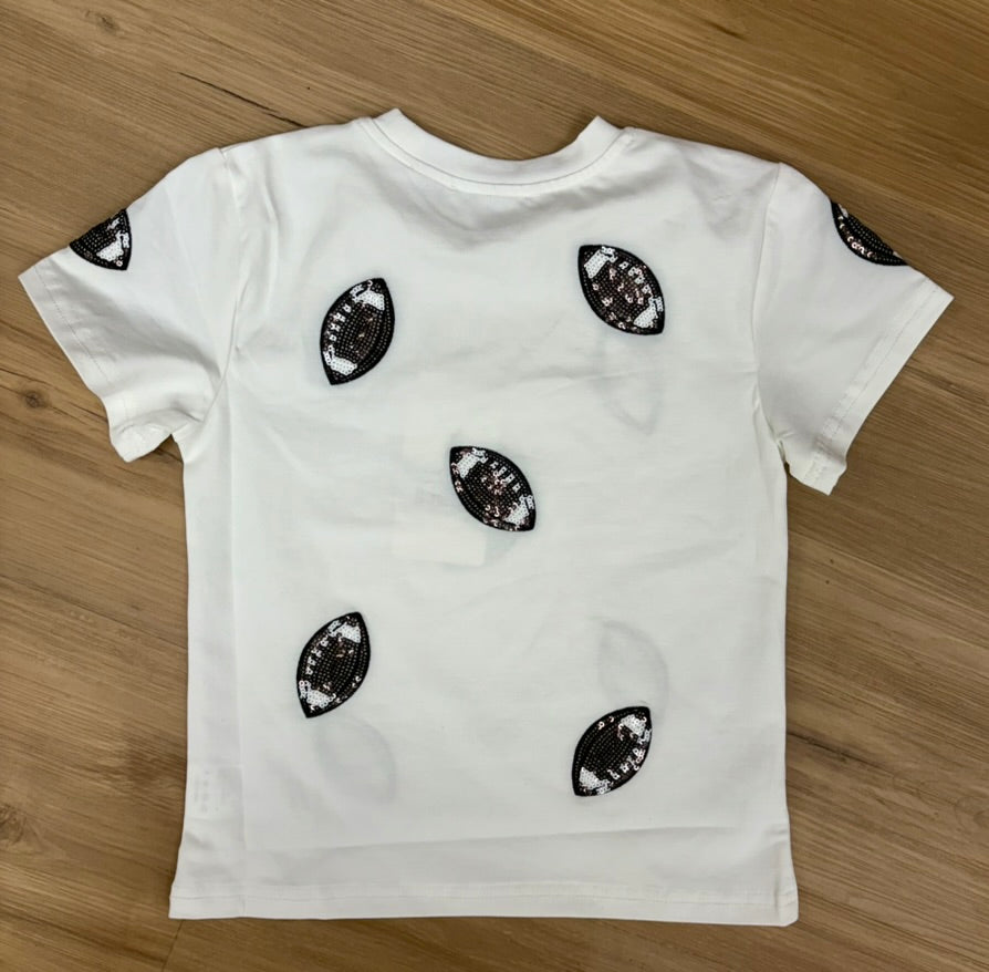 Brown Football Sequin Kid Shirt