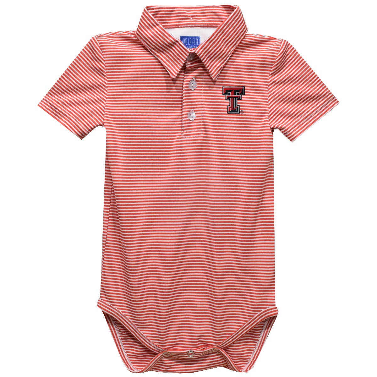 Texas Tech Embroidered Red Stripe Knit Polo Onesie