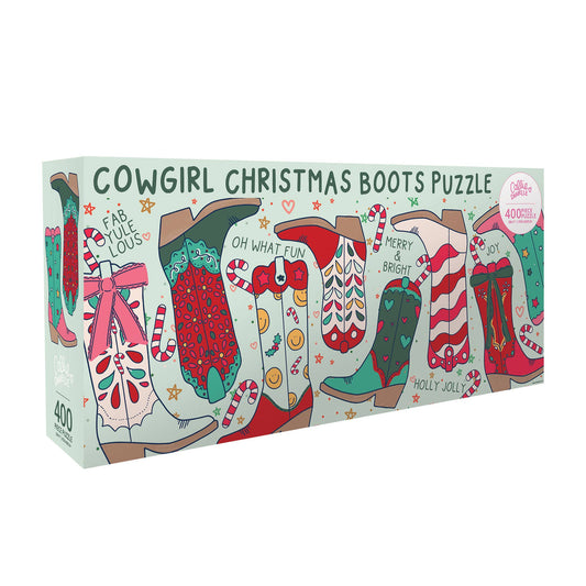 Christmas Western Cowgirl Boots - 400 Piece Jigsaw Puzzle