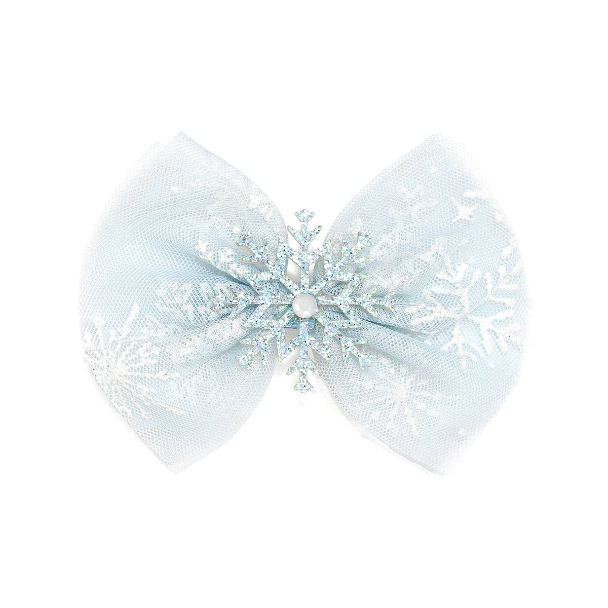 Glitter Snowflake Bow Clip - Kids Hair Bow - Winter