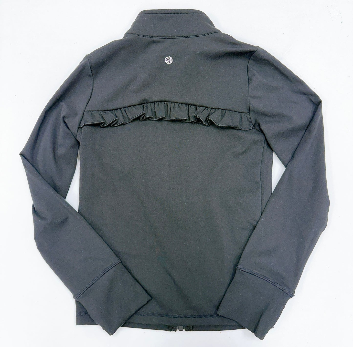 Balanced Black Full Zip Ruffle Active Jacket