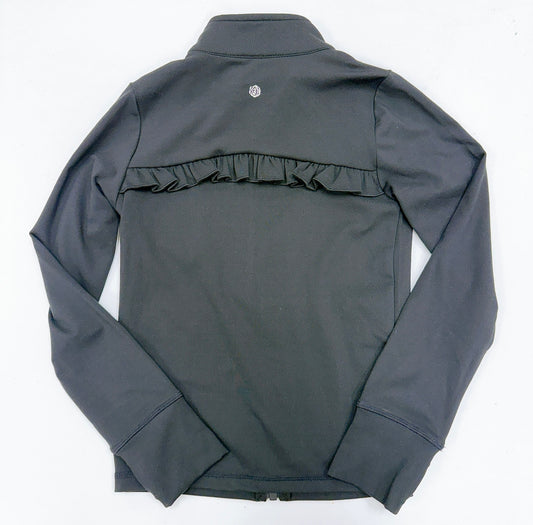 Balanced Black Full Zip Ruffle Active Jacket