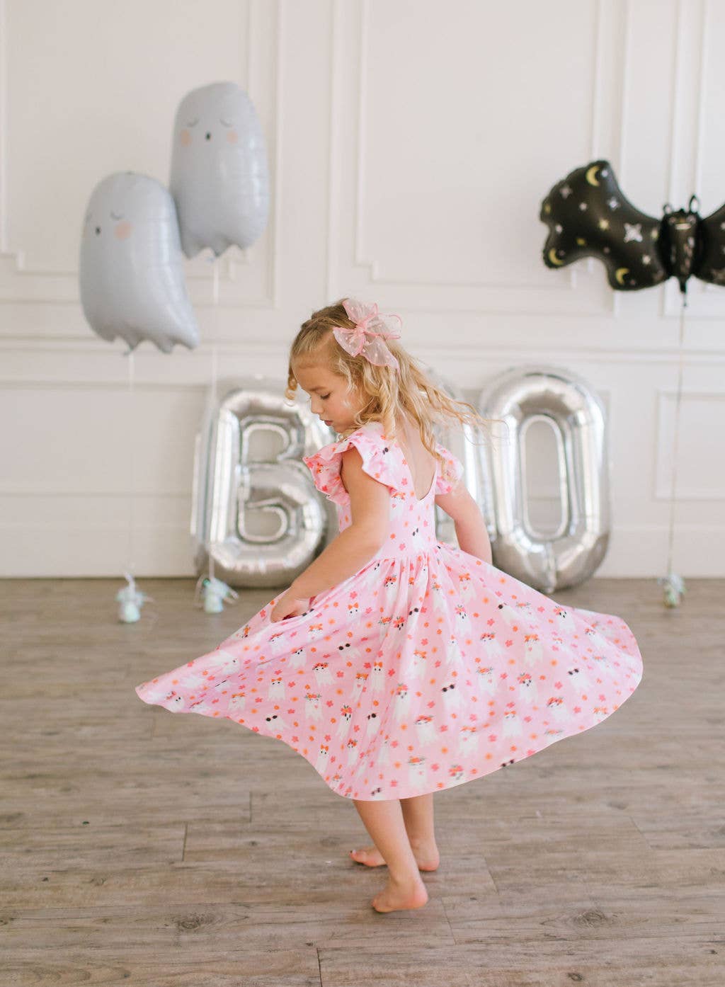 Olivia Dress in Floral Ghost | Girls Halloween Dress 