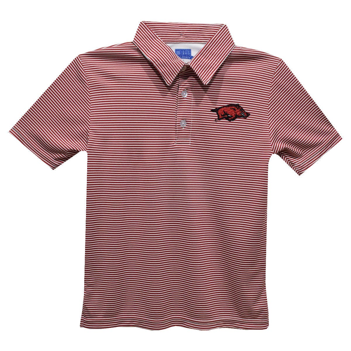 Arkansas Razorbacks Embroidered Stripes Short Sleeve Youth Polo Box Shirt