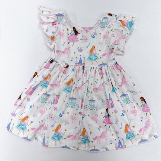Fairy Princess Flutter Sleeve Twirl Dress
