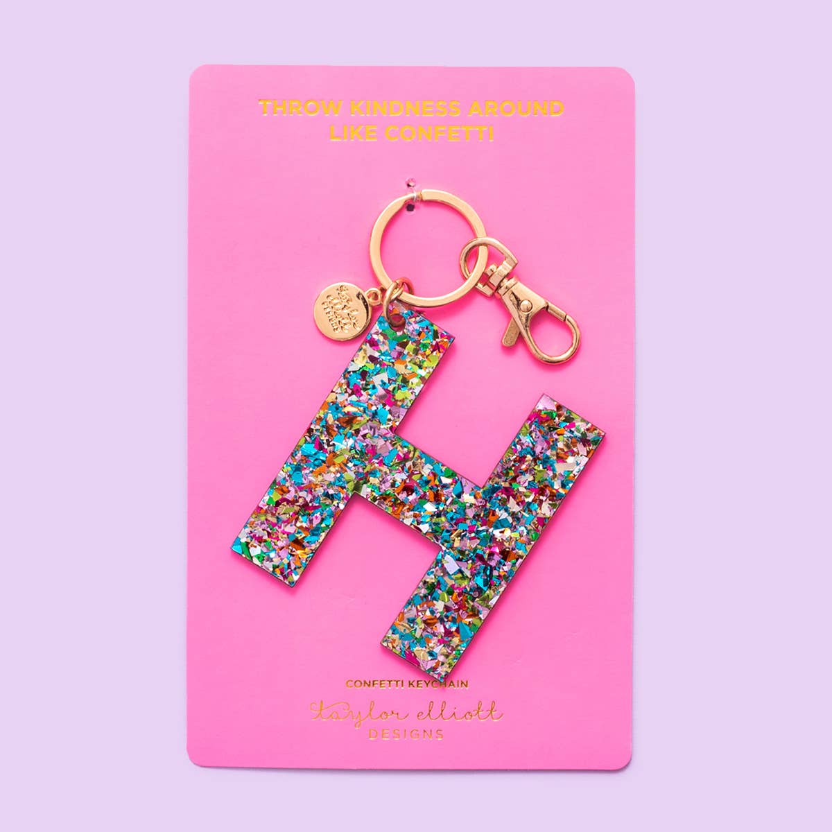 Keychain - Letters A - Z - Colorful Confetti - Each