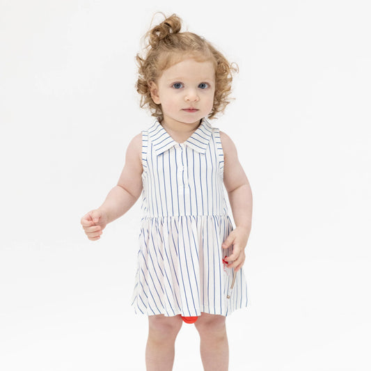 Baseball Stripe- polo tennis dress