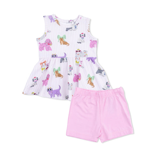 Fancy Dogs Peplum Tank Top & Shorts