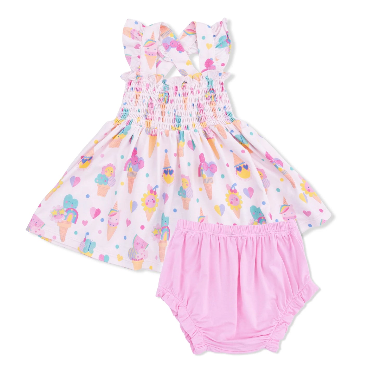 Smocked top w/ bloomer- ice cream fun crew