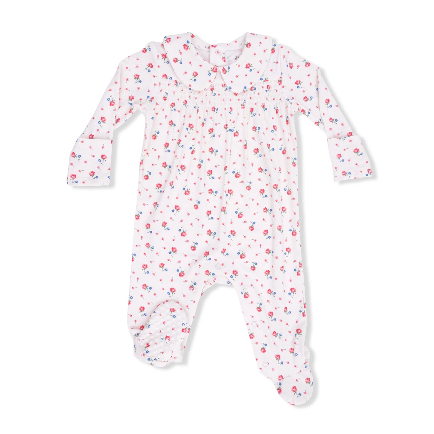Joli Rosette Smocked Peter Pan Snap Footie