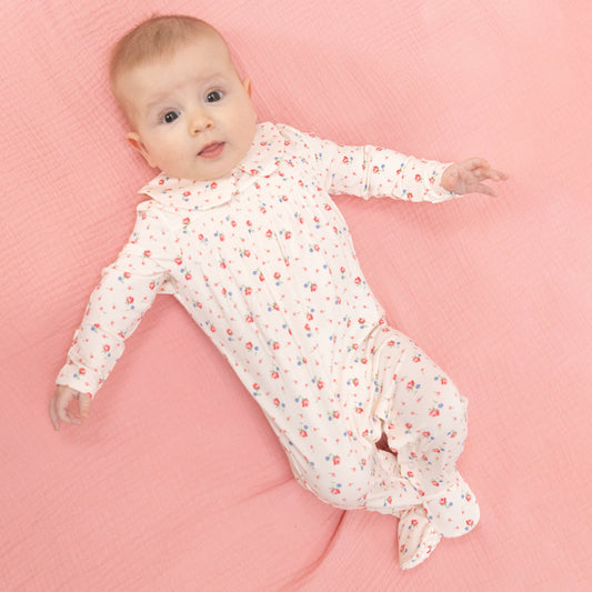 Joli Rosette Smocked Peter Pan Snap Footie