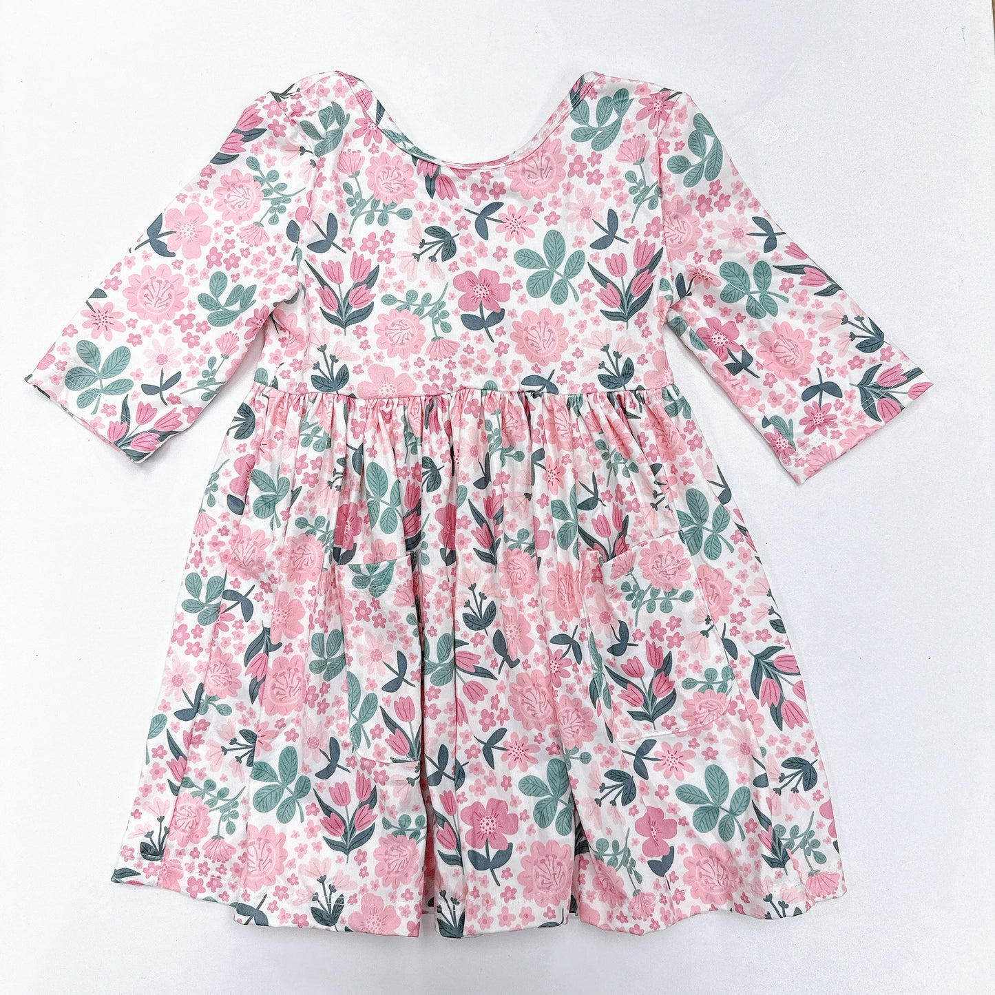 Softly Blooming 3/4 twirl dress
