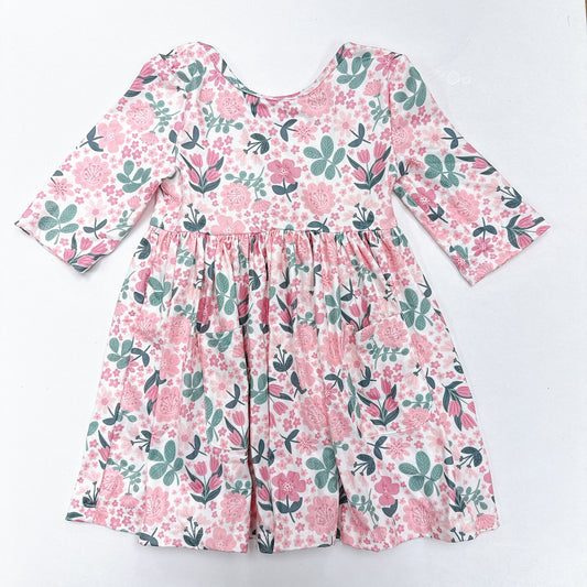 Softly Blooming 3/4 twirl dress