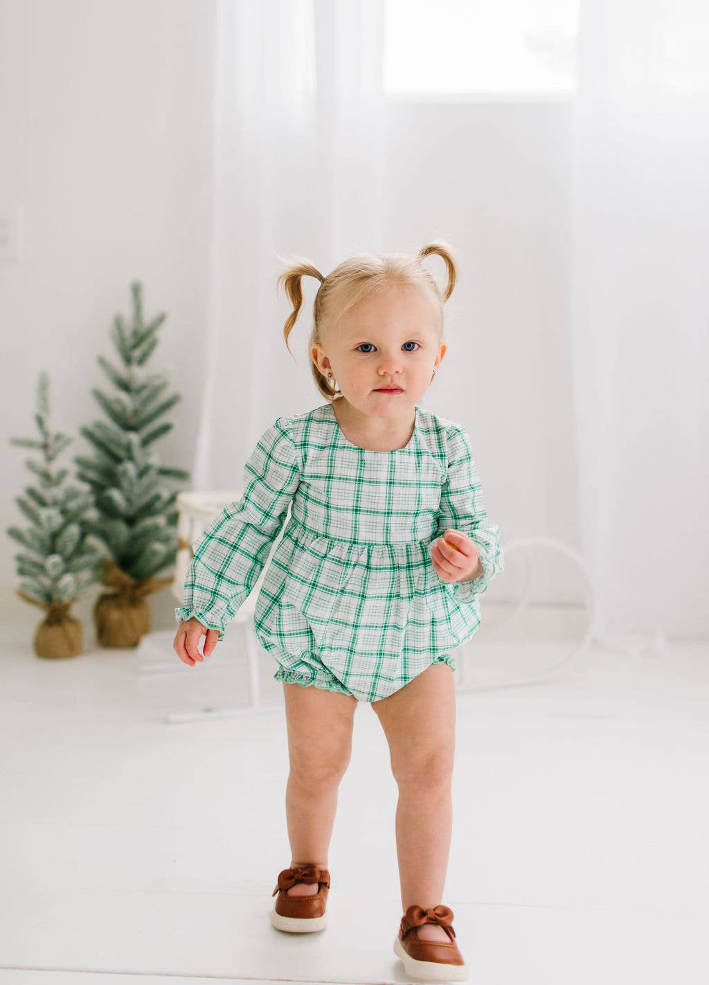 Thalia Poplin Romper in Winter Plaid | Baby Clothing