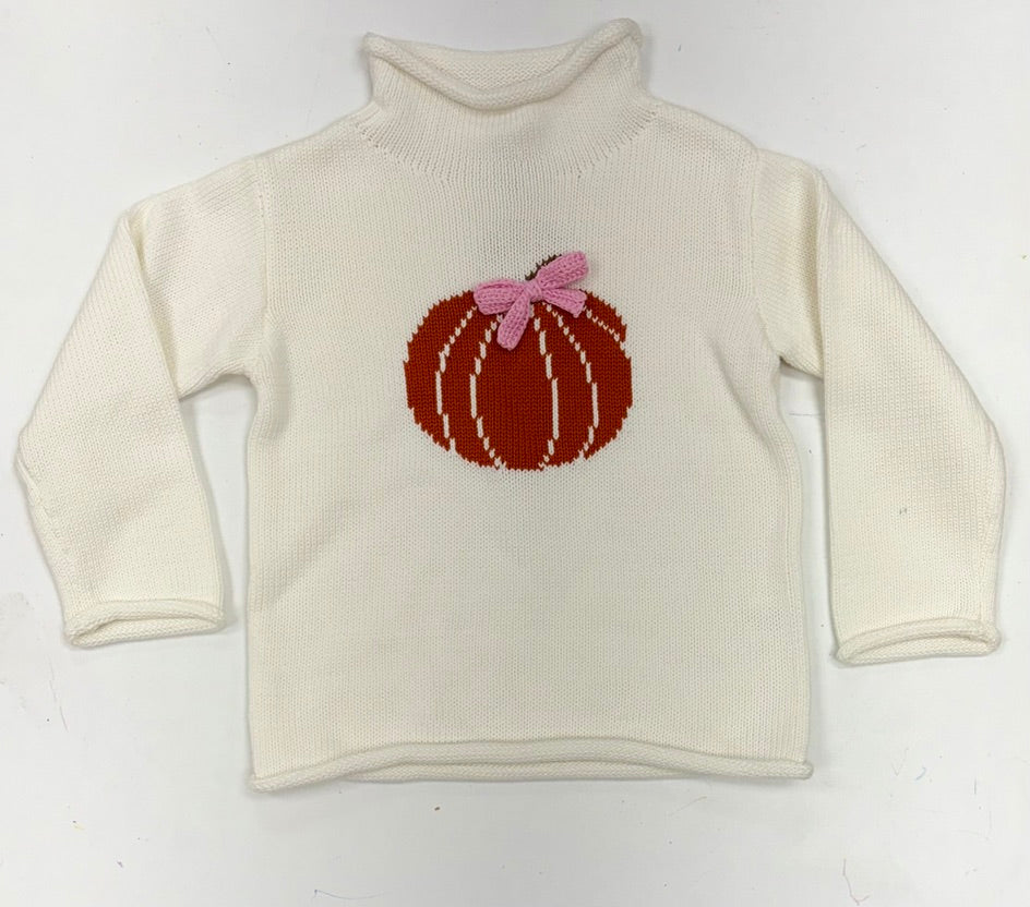 bow pumpkin rollneck sweater