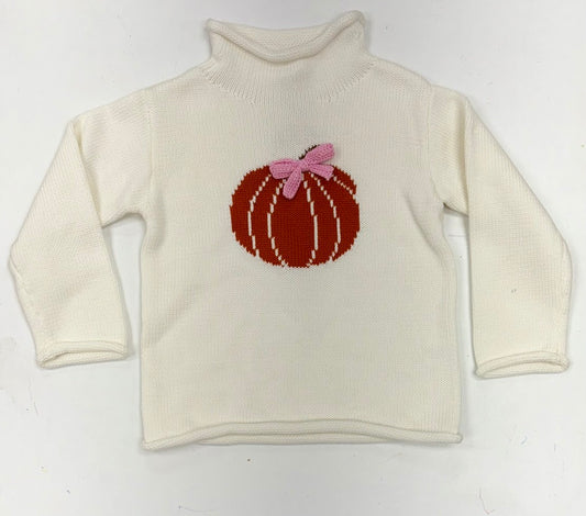 bow pumpkin rollneck sweater