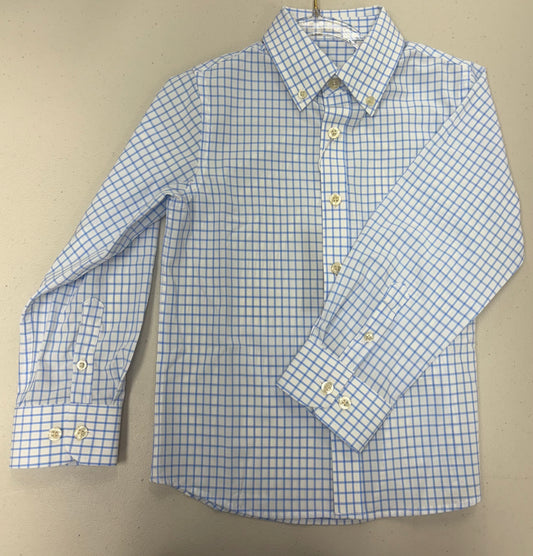 Comfortflex button down- white w/bell checks
