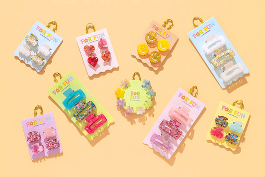 FOR FUN - Claw Hair Clip Set - Mini - Asst Flowers - 8 Pcs