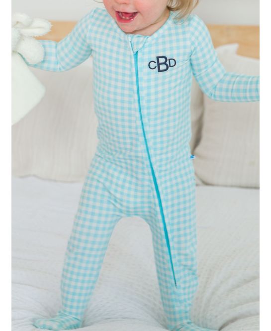 Blue Breeze Gingham Footie