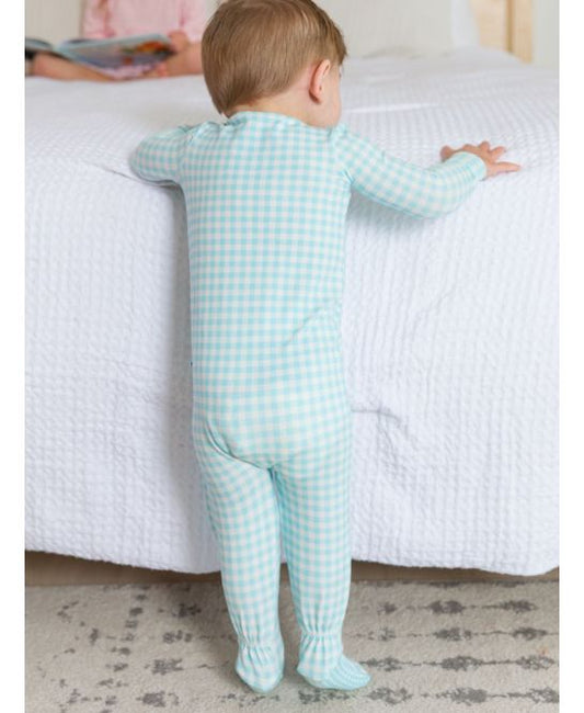 Blue Breeze Gingham Footie