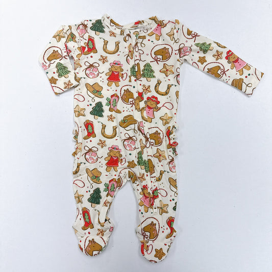 Cowgirl Christmas Cookies Zipper Ruffle Footie