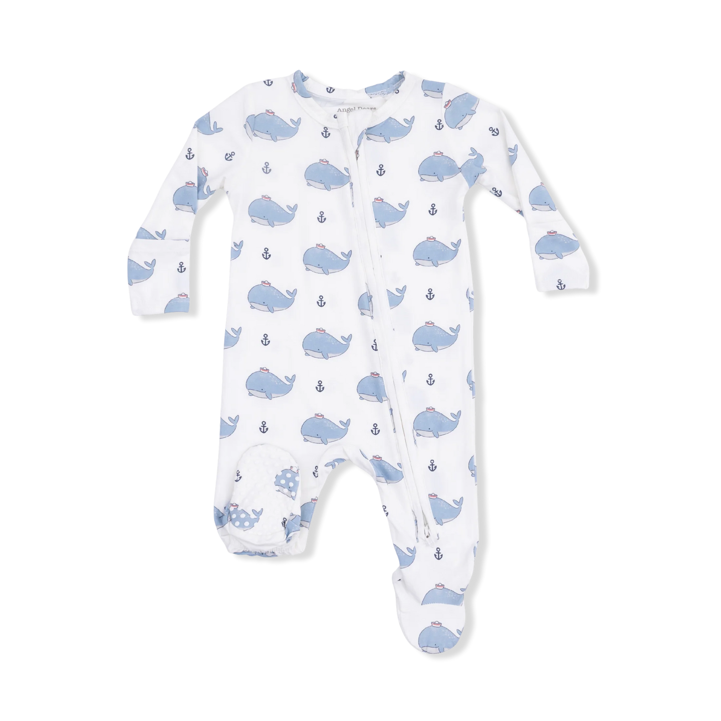 bubble Sailor Whales- 2 way zipper footie
