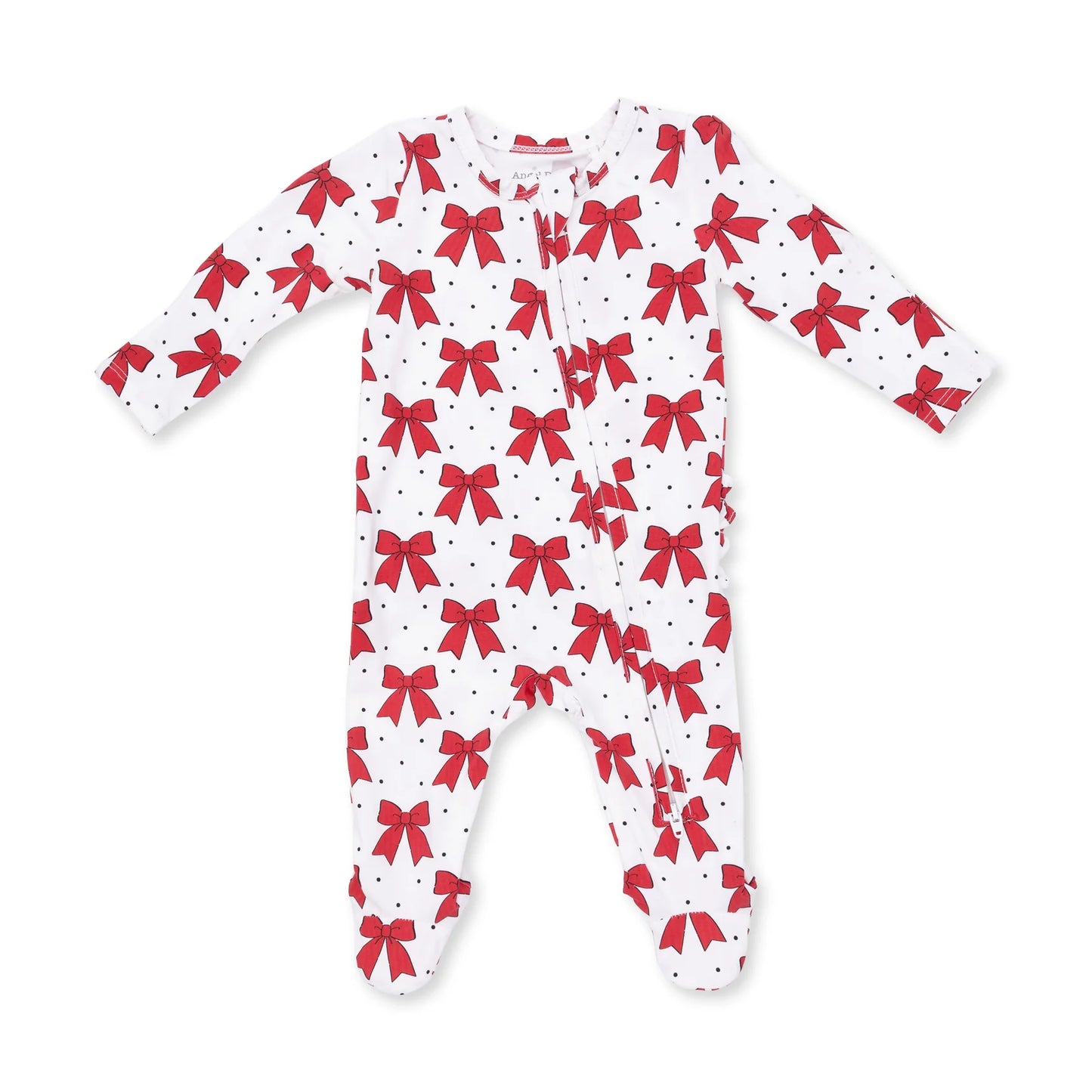 Festive Bows- 2 Way Ruffle Back Zipper Footie
