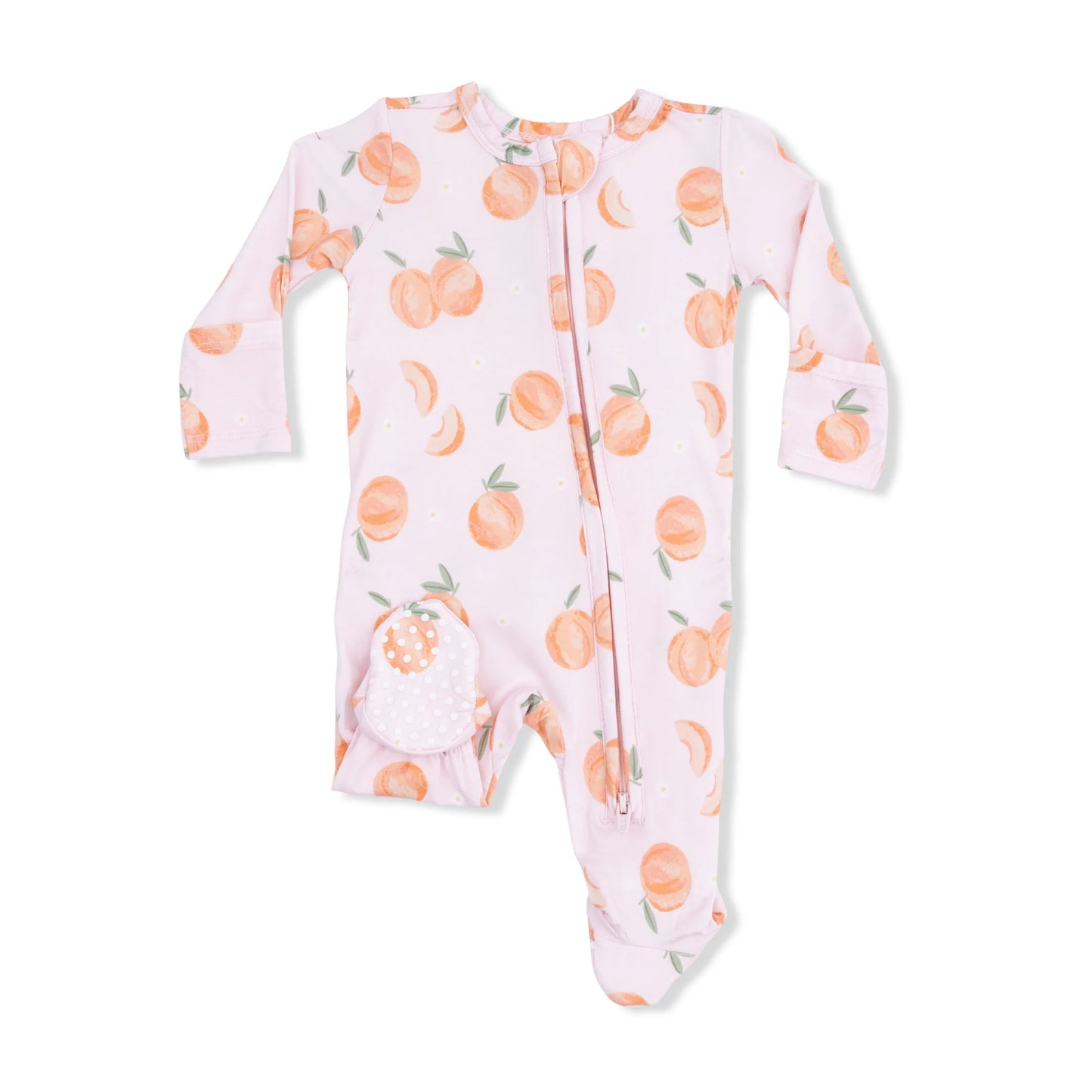 Sweet Peach Ruffle Zipper Footie