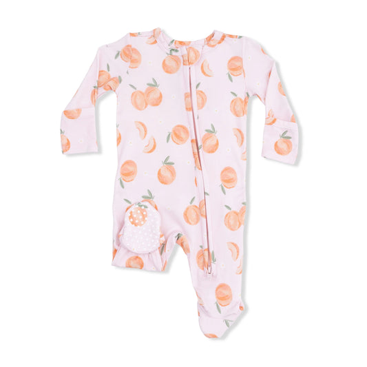 Sweet Peach Ruffle Zipper Footie