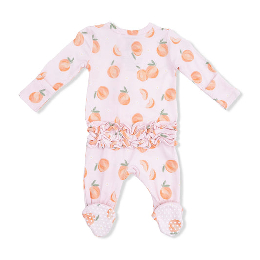 Sweet Peach Ruffle Zipper Footie