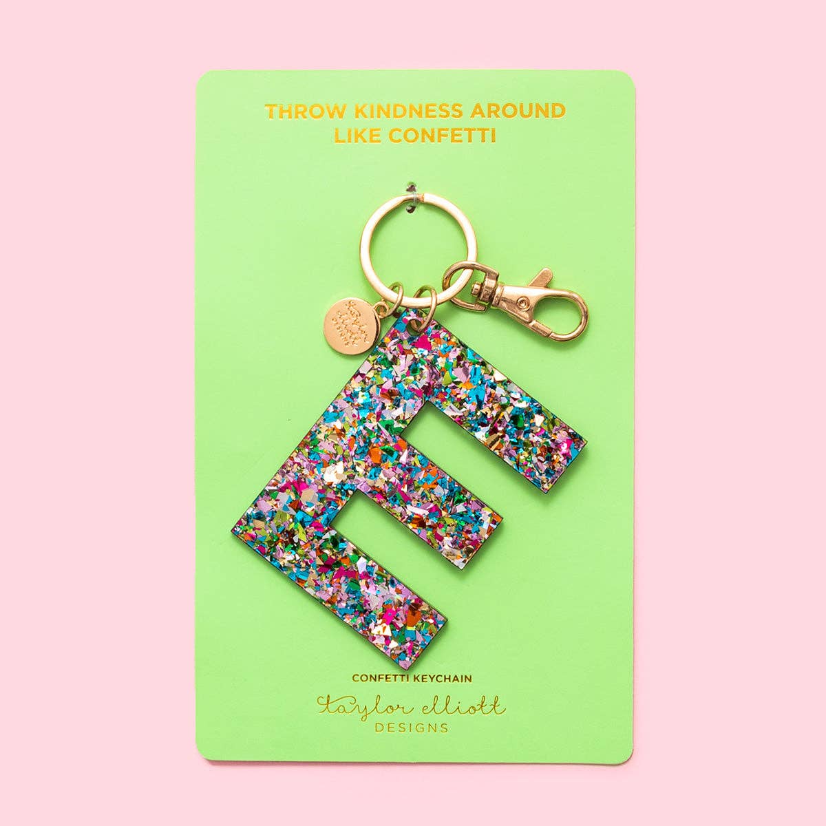 Keychain - Letters A - Z - Colorful Confetti - Each