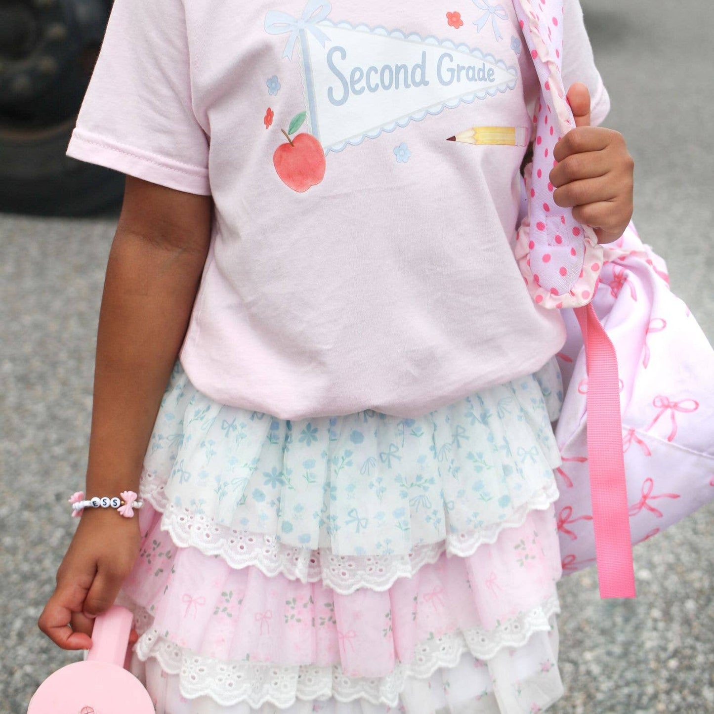 Second Grade Bow Pennant Short Sleeve T-Shirt Back To School