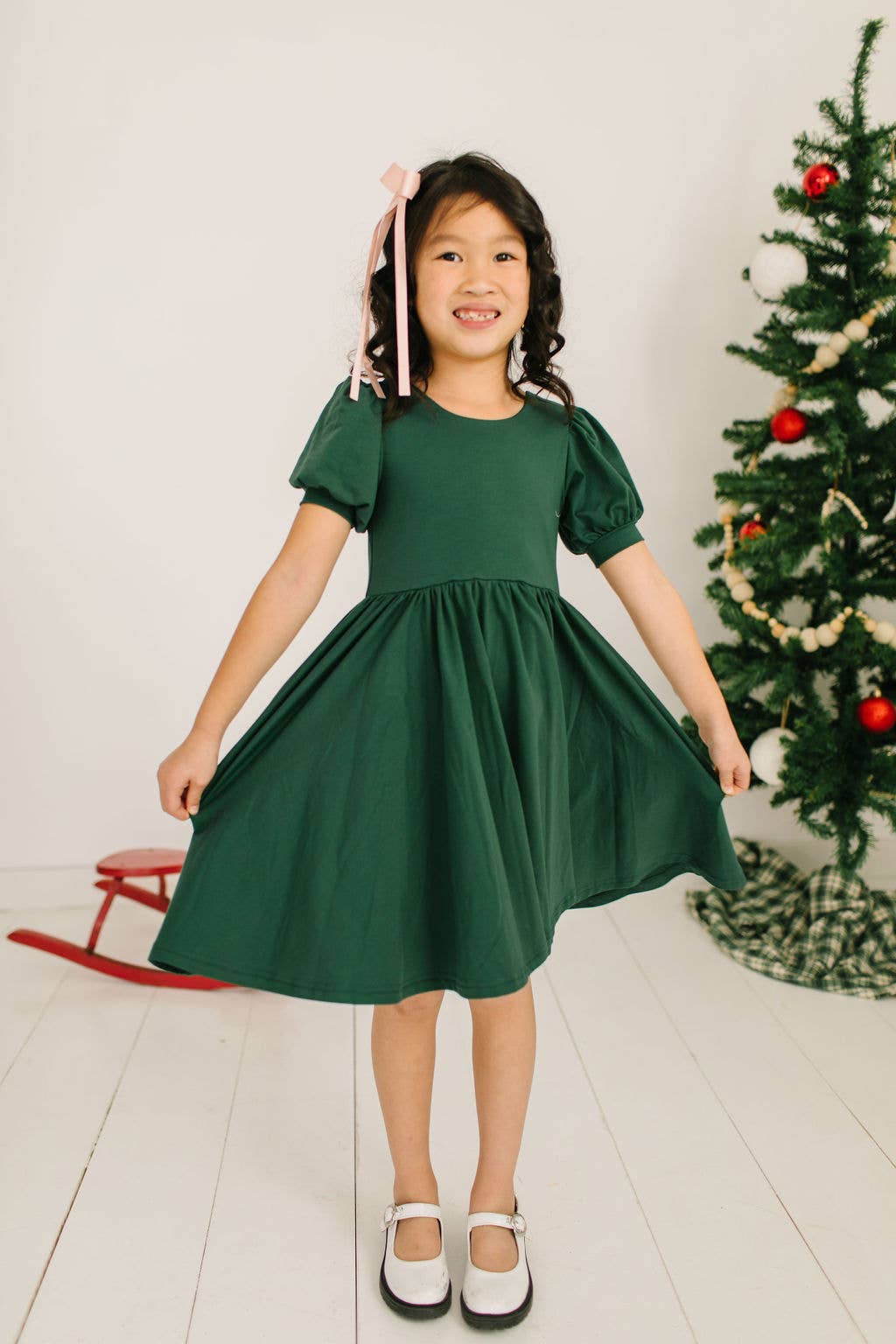 Puff Twirl in Evergreen | Girls Twirl Dress