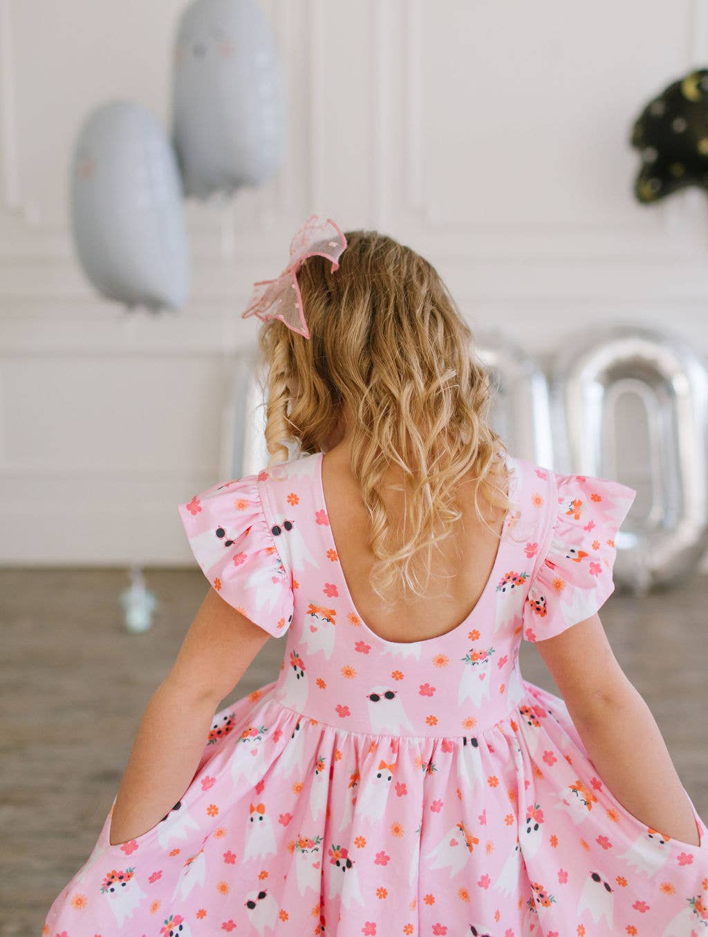 Olivia Dress in Floral Ghost | Girls Halloween Dress 