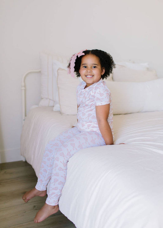 2 piece Short Sleeve Bamboo Pajama in Ditsy Bunny