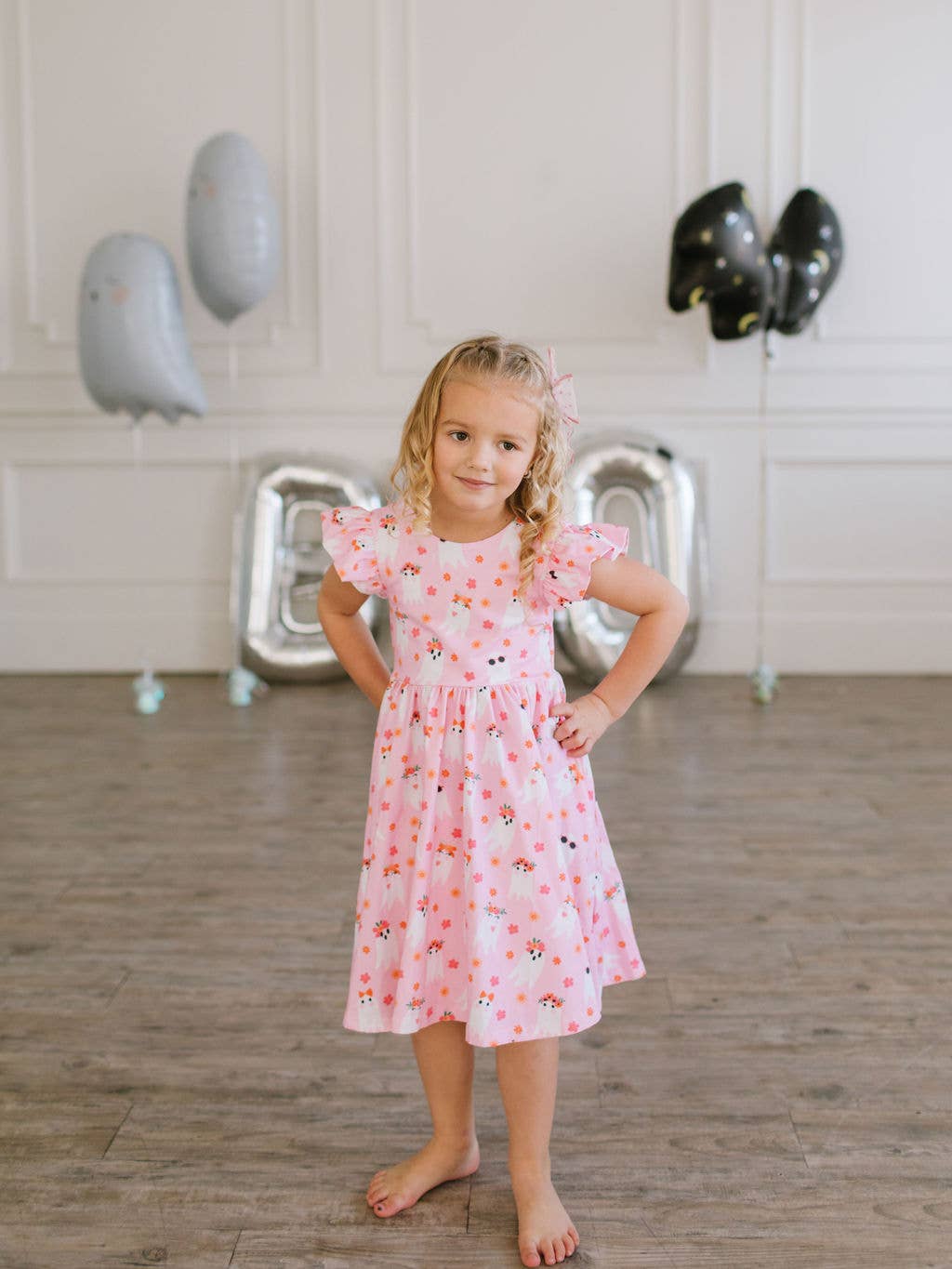 Olivia Dress in Floral Ghost | Girls Halloween Dress 