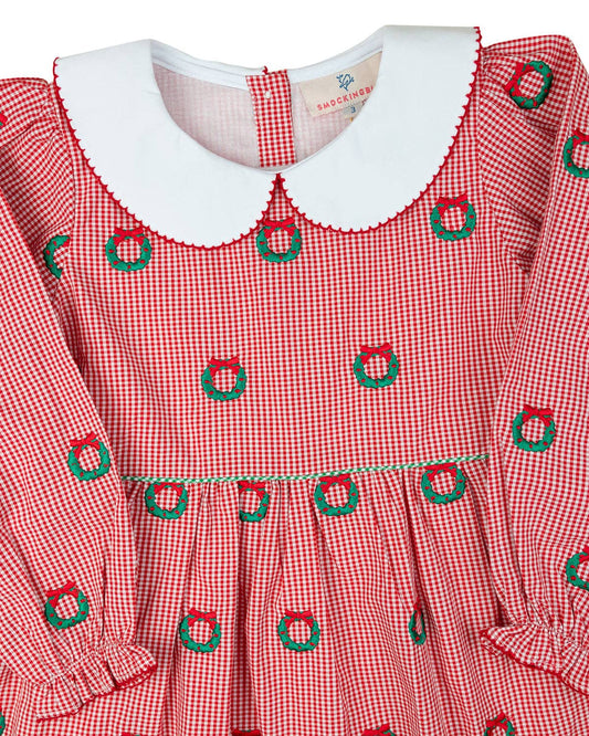 Christmas Wreaths Embroidered Dress