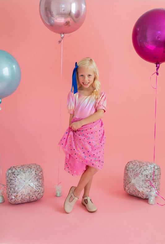 Diana Dress in Pink Confetti Lamé