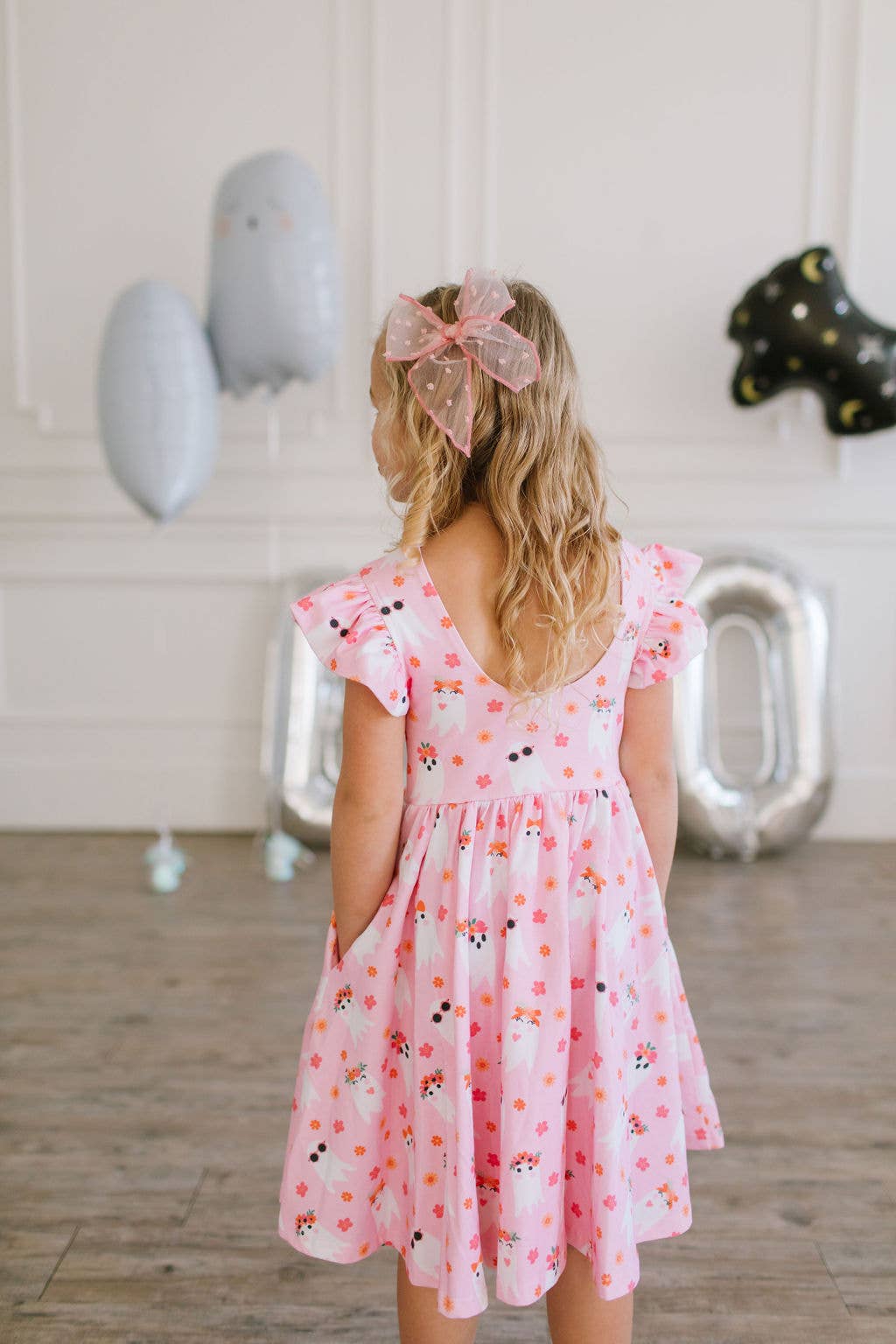 Olivia Dress in Floral Ghost | Girls Halloween Dress 