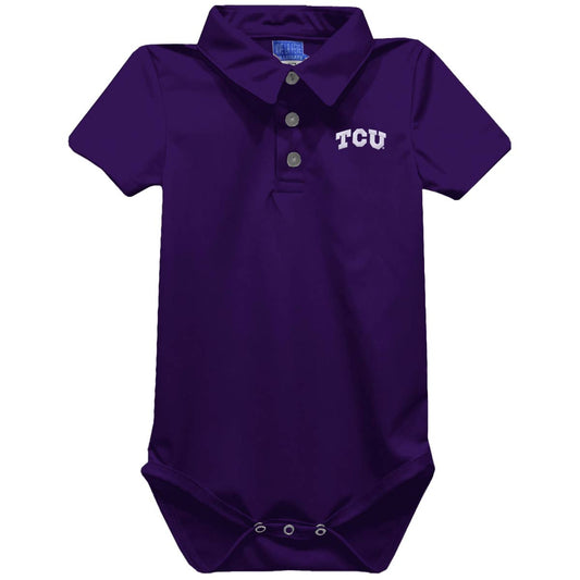 TCU Horned Frogs Embroidered Purple  Polo Onesie