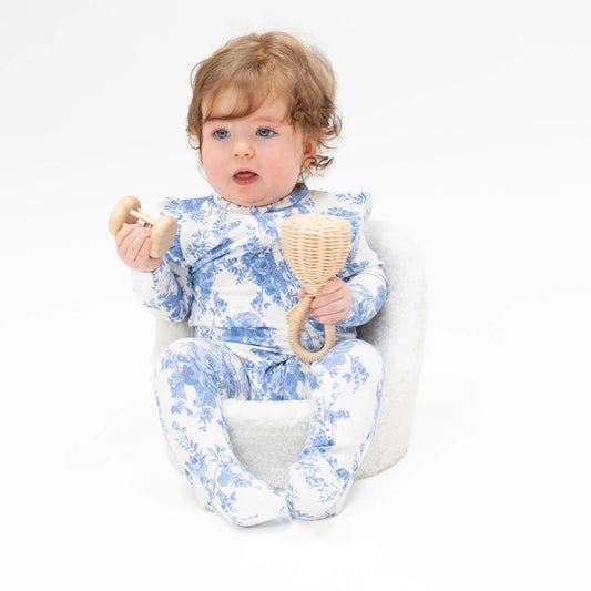 2 way ruffle footie- Dream Cottage Floral