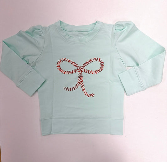 Candy Cane Bow in Sequin on Mint Holly